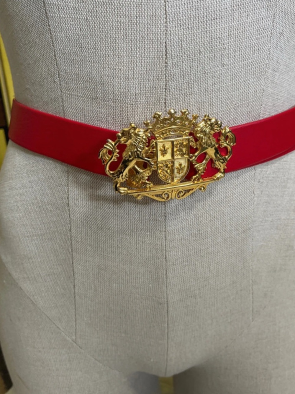 Red Women's Crest Buckle Waist Belt